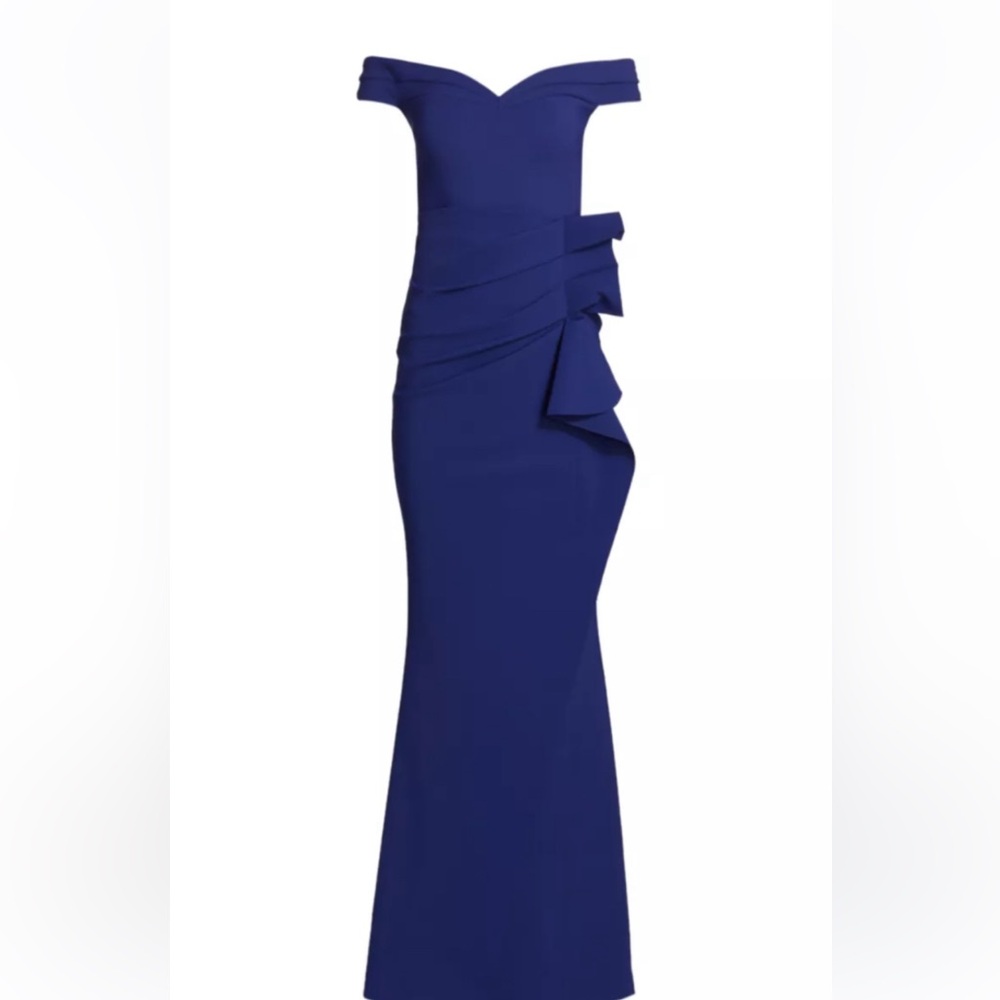 Elegant Off-Shoulder Blue Dress